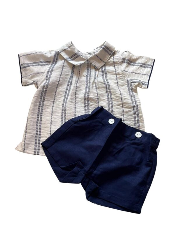 Ensemble Chemise et Short Bébé Bleu Marine - Image 3