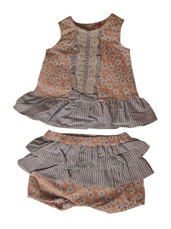 Ensemble bébé robe et culotte à volants